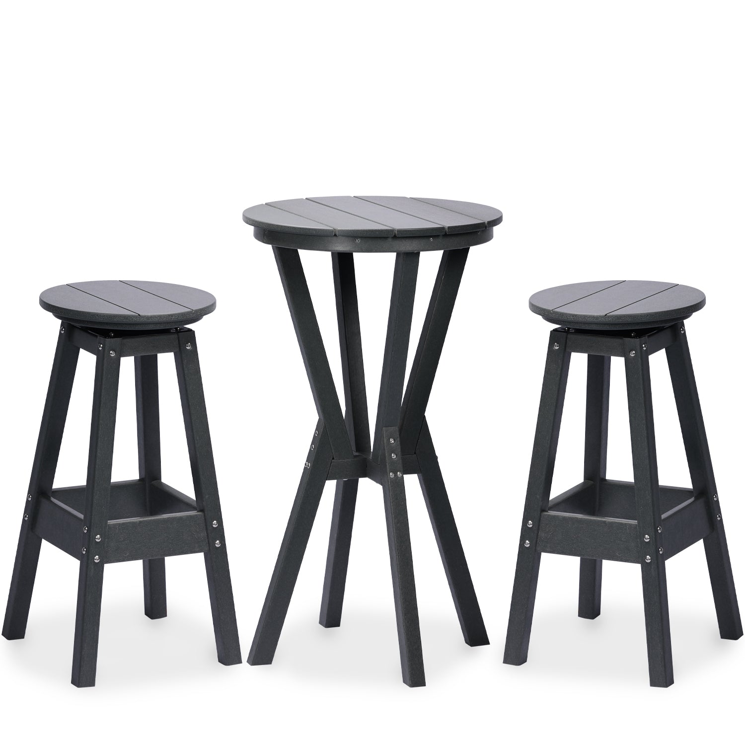 3-Piece Bar Table and Stools Set with Swivel Seat - Aoodor